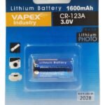 Pila Cr123a 3v Lithium Vapex Para Linterna Camara