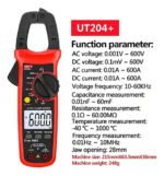 Pinza Amperimétrica Digital Uni-t Ut204+ 600a Ac/dc True Rms Ncv Multímetro Profesional - Image 3