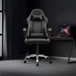 Silla Gamer Ergonomica Senon Bgs01 Negro Reclinable Con Ruedas Y Apoyacabezas