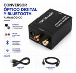 Conversor Audio Optico Digital Y Bluetooth A Analogico Negro - Imagen 2