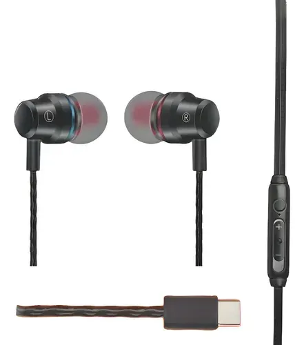 D_622837-MLA109636365617_032026-O Auriculares In-ear Microfono Y Conector Usb Tipo C Vapex Negro - Imagen 1