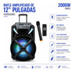 Parlante Karaoke Portátil 12'' Bluetooth Micrófono Inalámb. Negro - Imagen 2