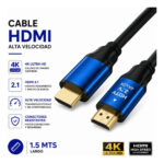 Cable Hdmi 1.5m 4k Ultra Hd 2.1 - Imagen 2