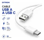 Cable Usb A A Usb C 1.2m Carga Rápida Ditron Negro - Imagen 2
