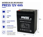 Batería Gel Recargable 12v 4ah Press Pr1240 - Imagen 2