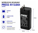 Batería Gel Recargable 4v 0.8ah Press Pr408 - Imagen 2