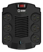 Estabilizador De Tensión 600w 6 Tomas 1 Usb + 1 Usb-c Baw Negro